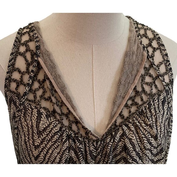 Parker Women's Size S Sequined Keyhole Racer Back Mini Dress Top Brown - Picture 5 of 7